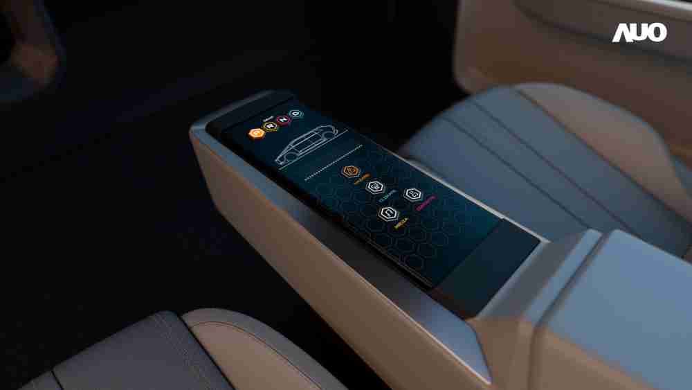 彩霸王以人性化设计打造多变形态中控显示(Morphing Center Control)，，，不使用时仅平面显示信息，，进行操作时，，，显示器则会动态隆起，，，转变成3D实体按钮，，并有触觉回馈，，，，展示人机互动新体验